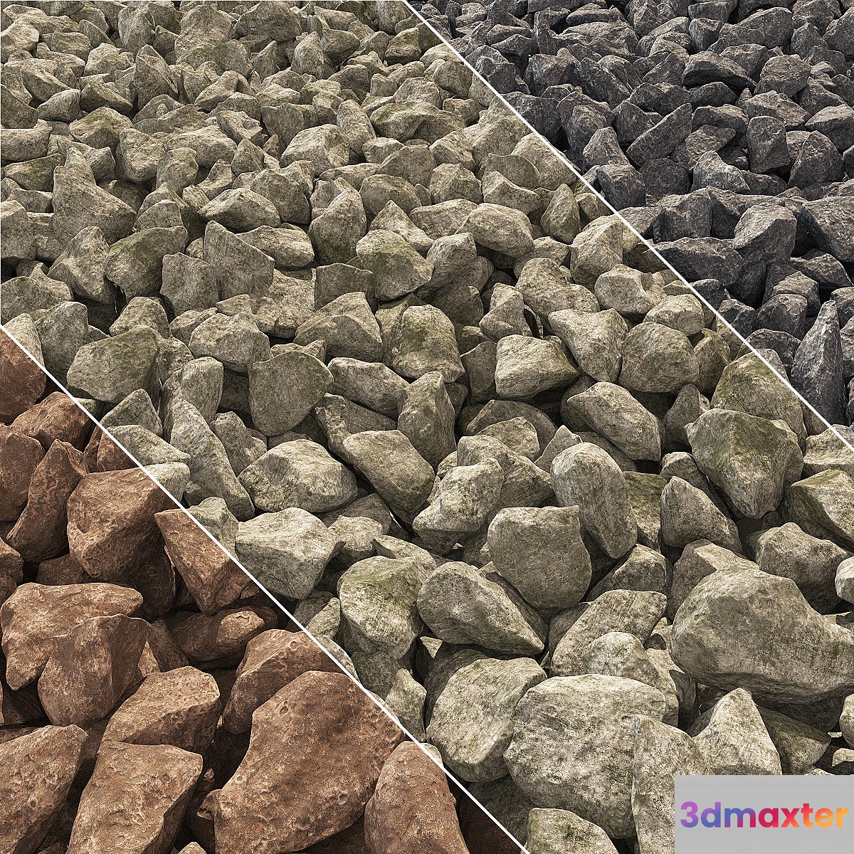 Stone gravel road _ Road from gravel 3D Max