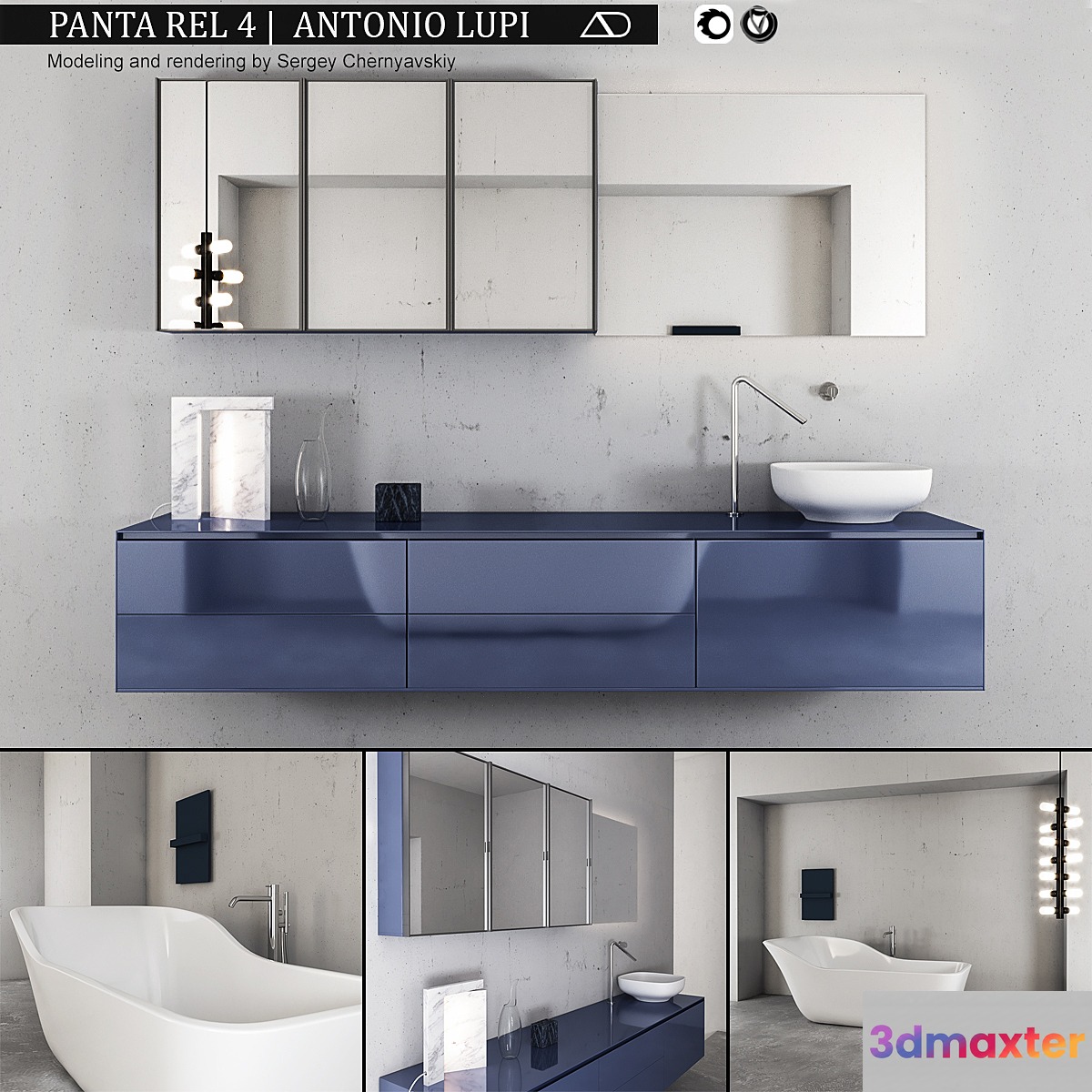 Bathroom furniture set Panta Rel 4 3D Max