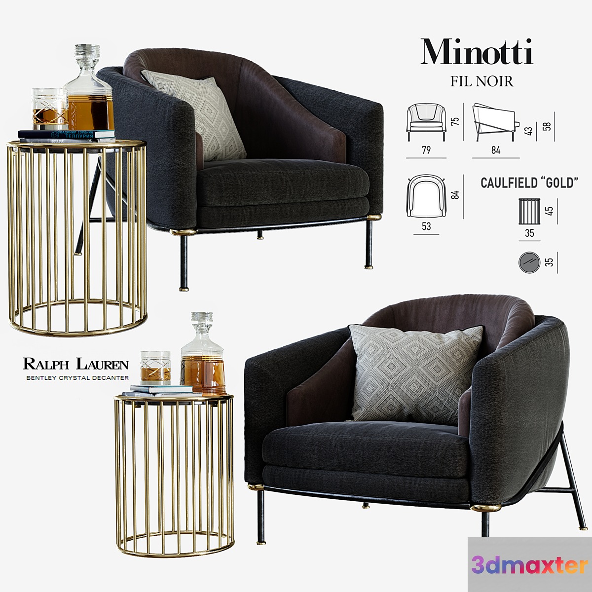 Minotti_Fil noir_Caulfield - No.2 3D Max