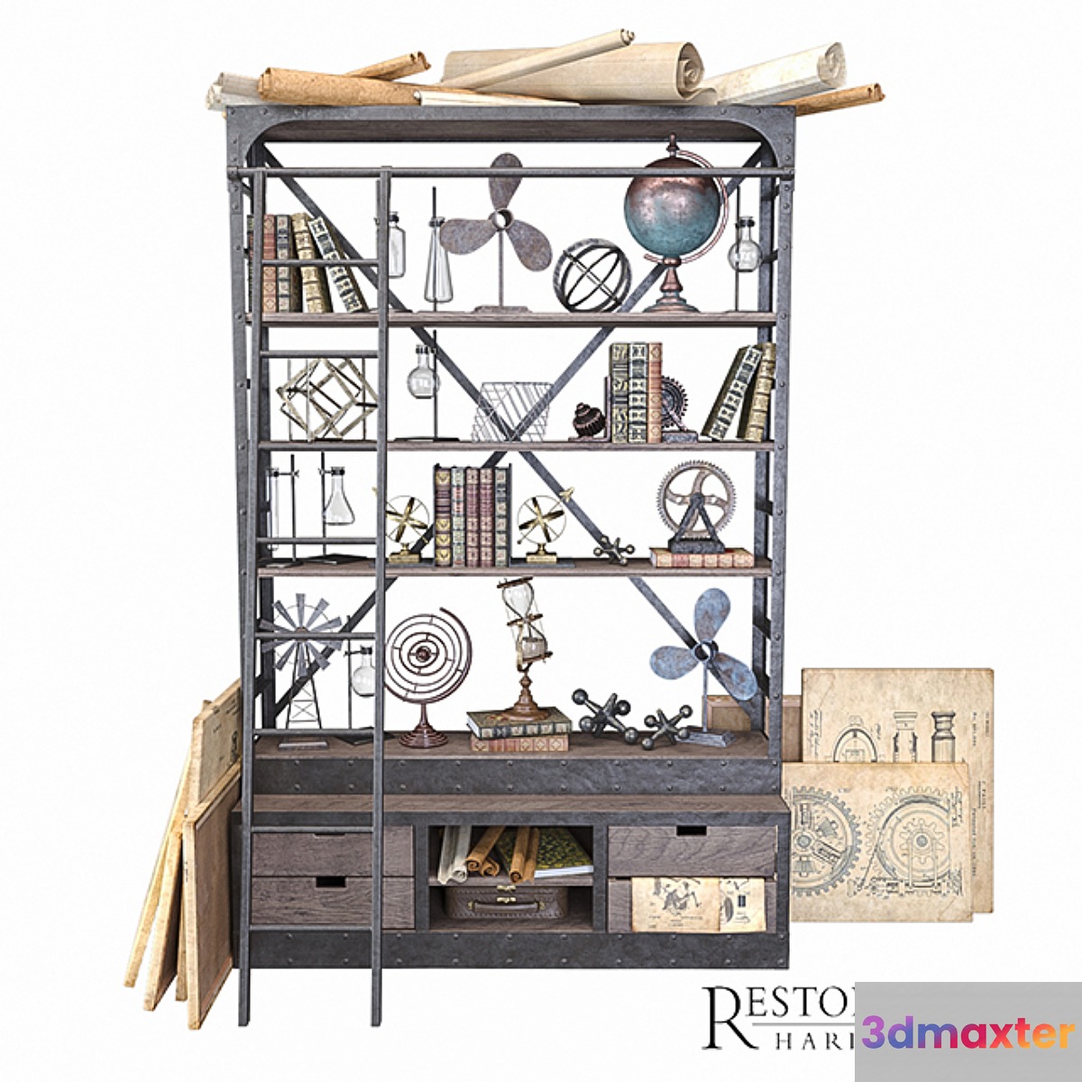 1950S DUTCH SHIPYARD TRIPLE SHELVING