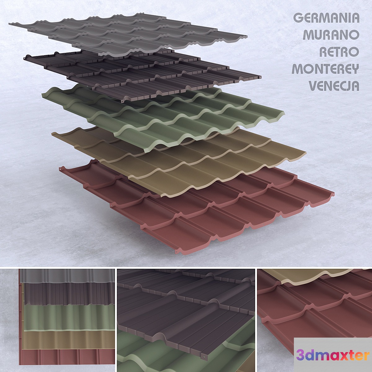 Set of metal tile 3D Max