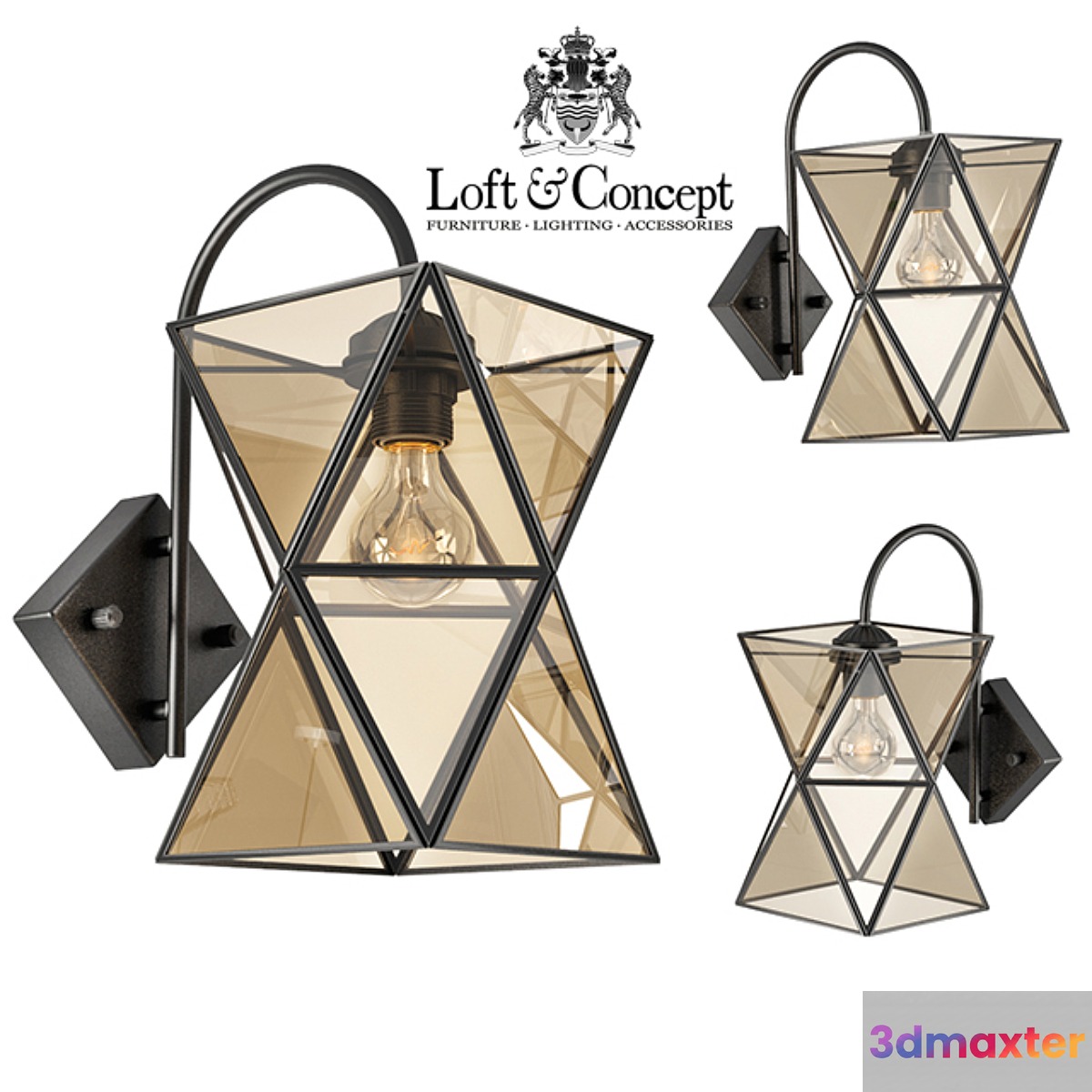 Sconce PolyPyramid Glass Bra Cognac
