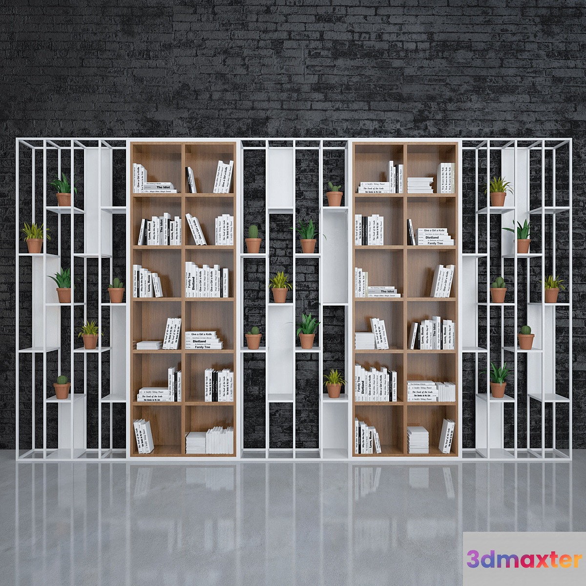 White Book Shelf 3D Max