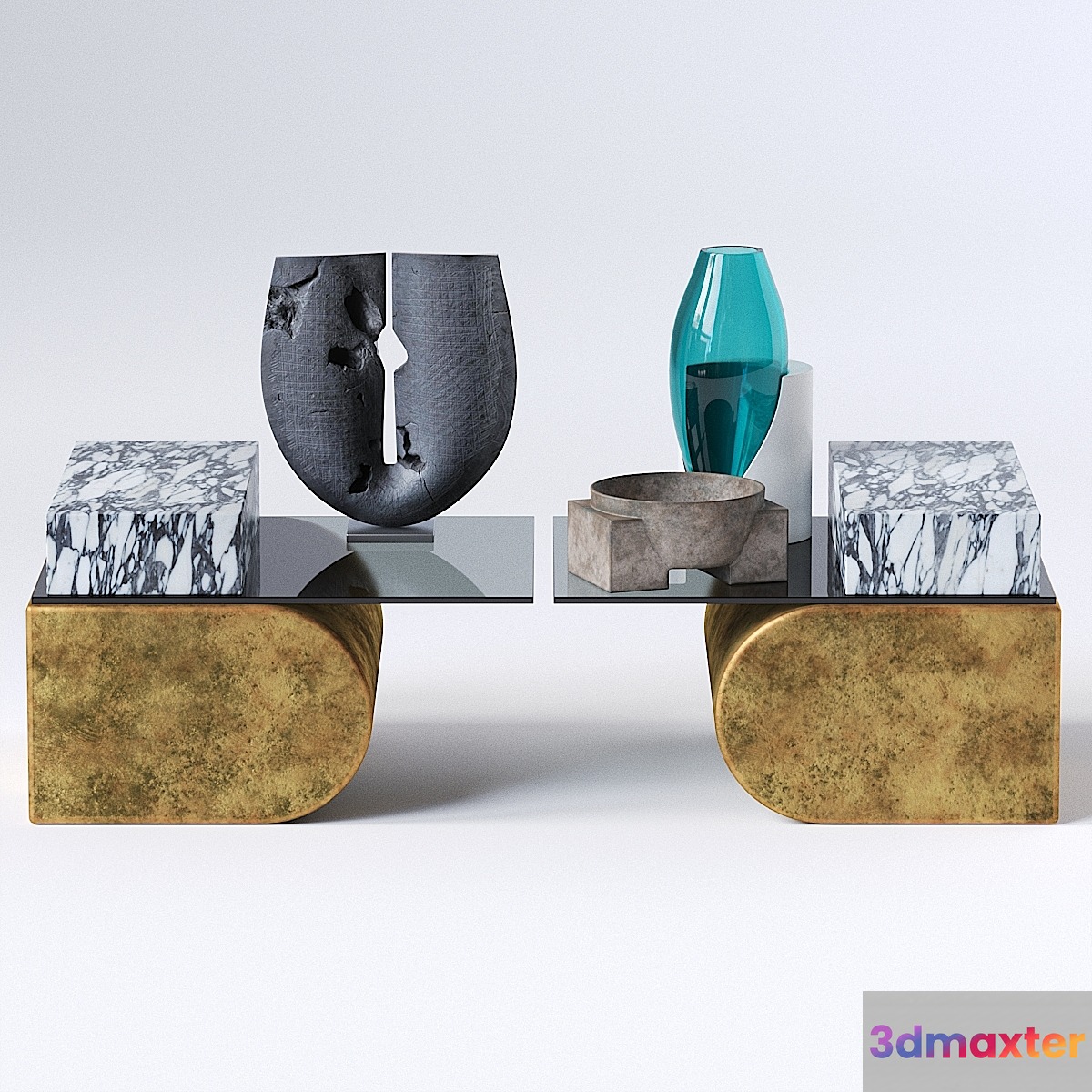 UNSETTLED CANTILEVER TABLE and Decor set 3D Max