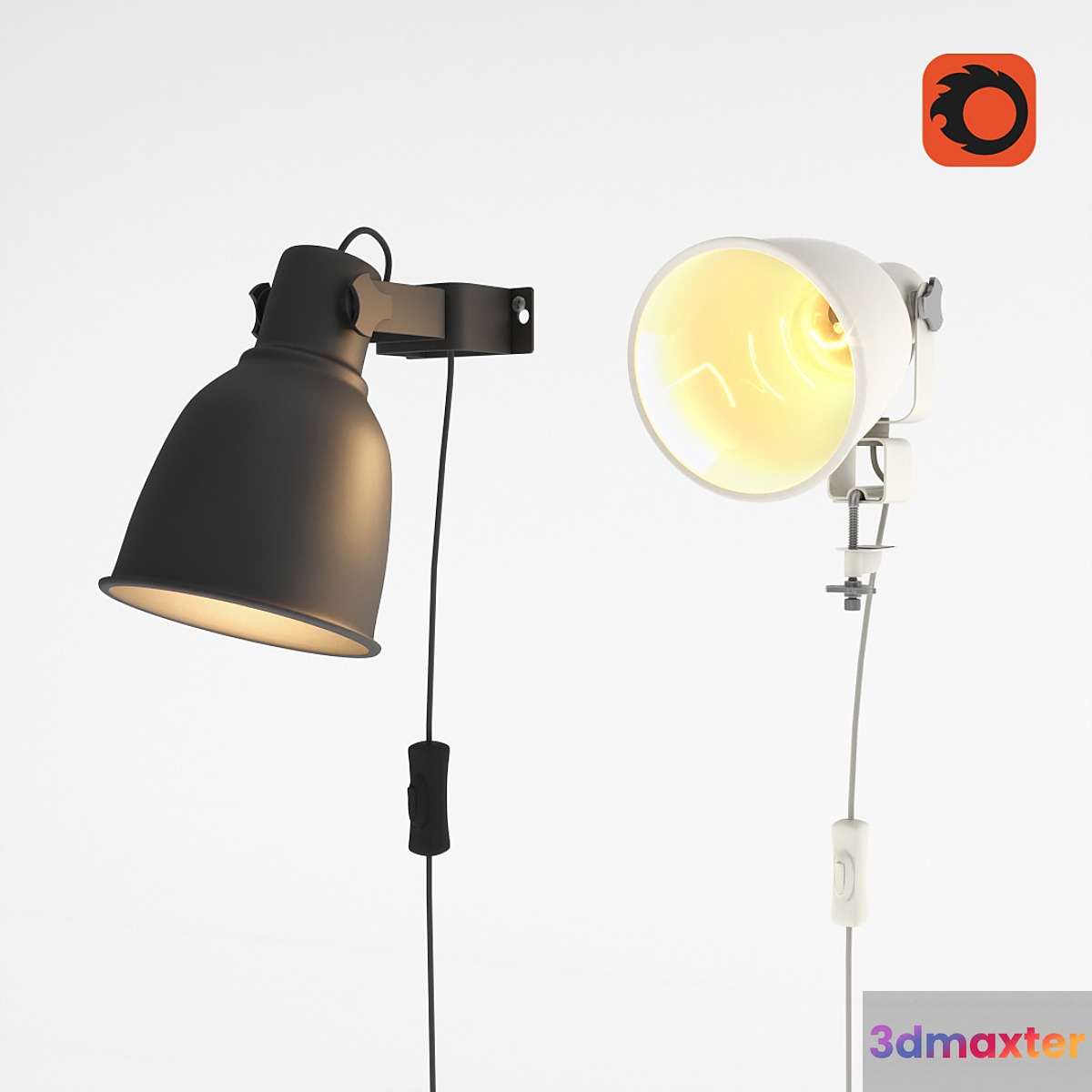HEKTAR Wall mounted spotlight _ lamp with clip 3D Max