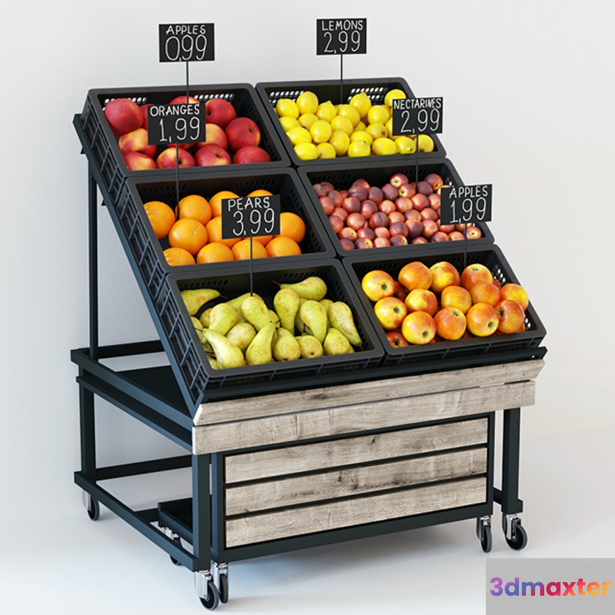 Rack with fruits 3D Max
