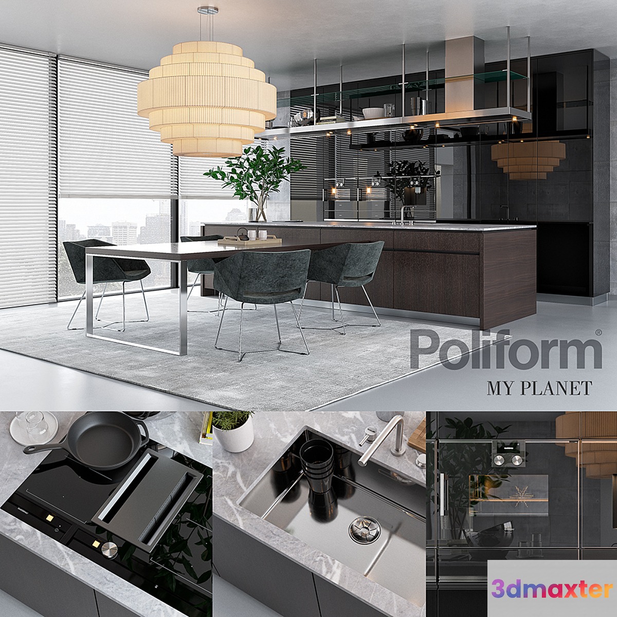 Kitchen Poliform Varenna My Planet (vray GGX corona PBR)