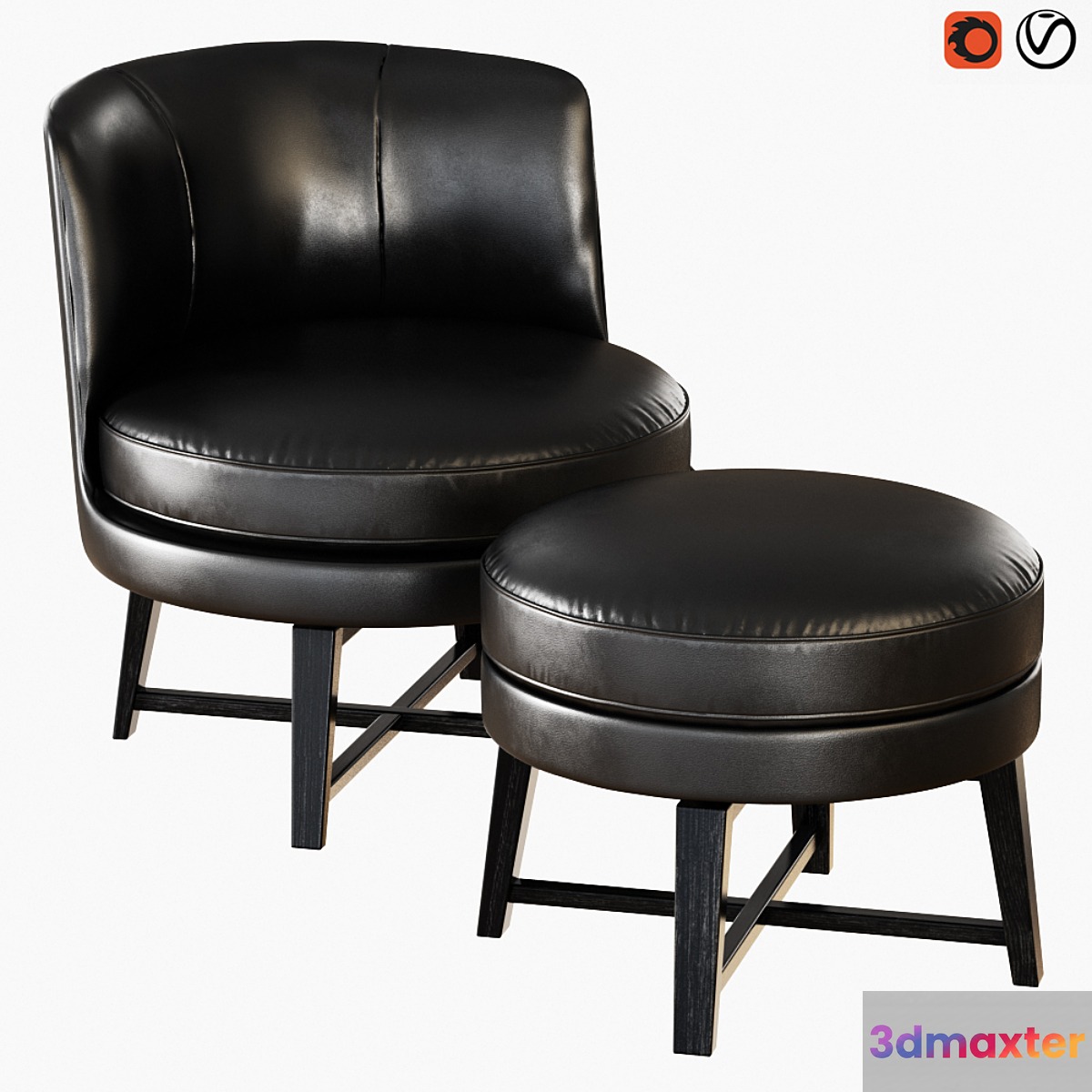 Armchair and pouf Flexform Feel Good 3D Max