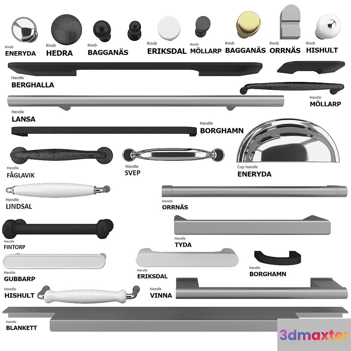 IKEA door knobs and handles 3D Max