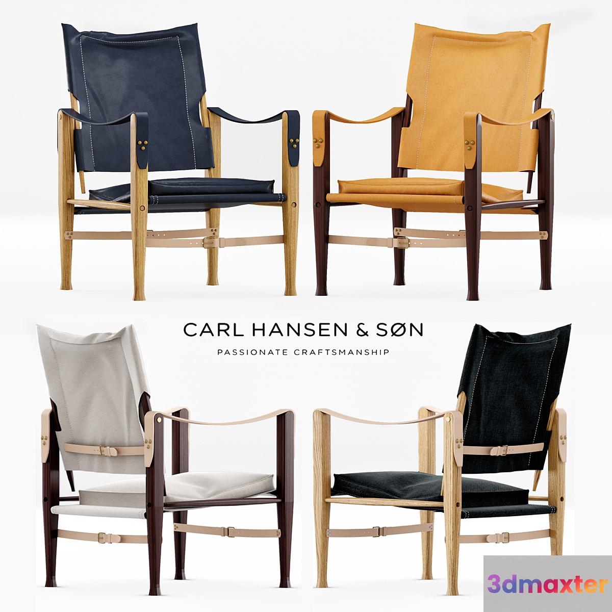 Kaare Klint Safari Chair set: 5 colors 3D Max