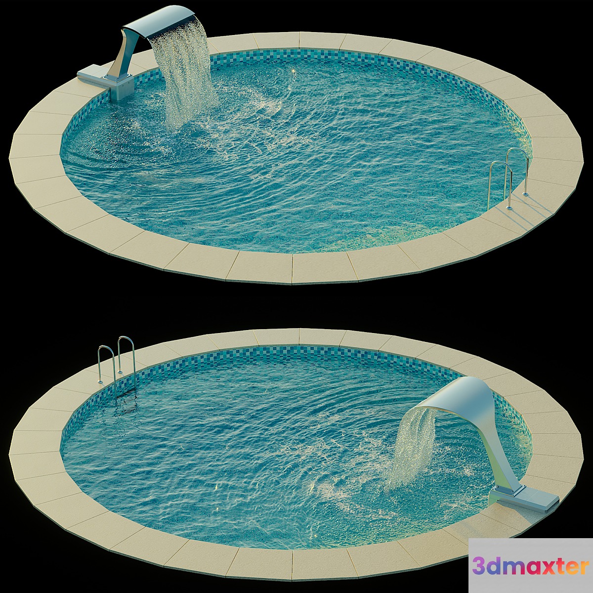 Swimming pool with waterfall