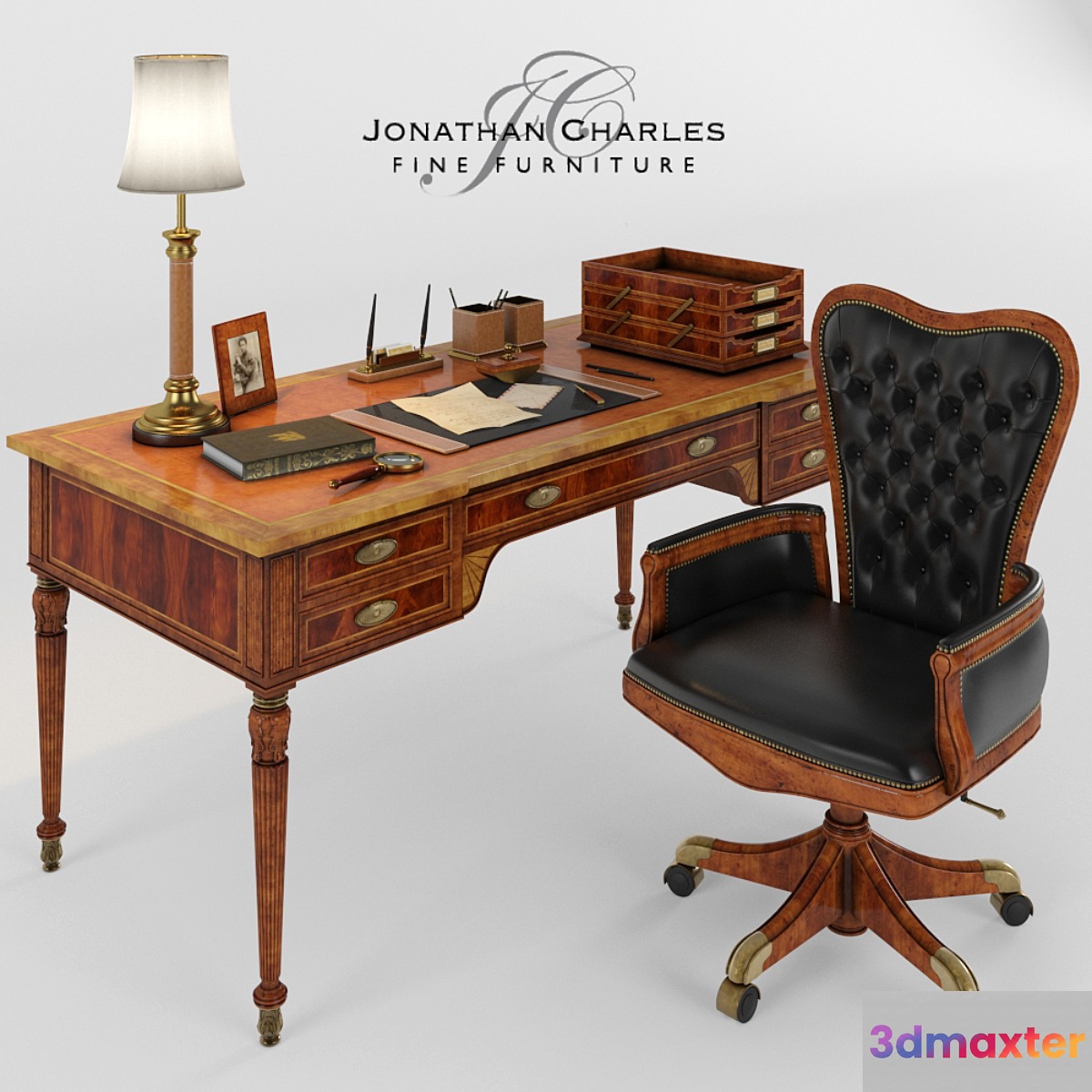 Armchair and desk with accessories Jonathan Charles 3D Max