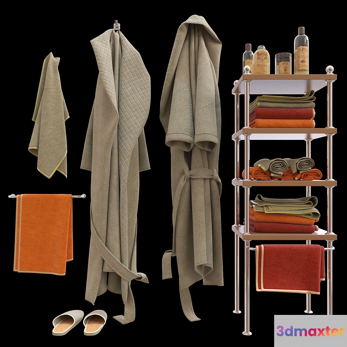 Bath set with bathrobe 3D Max