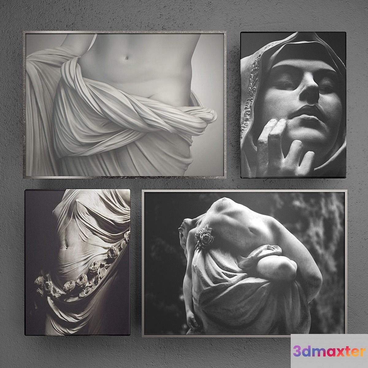 Contemporary collection of photographs of antique sculptures 2 3D Max