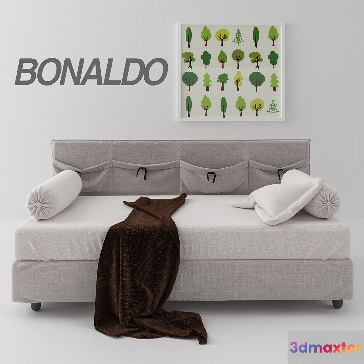 Bonaldo Pongo bed with pillows 3D Max