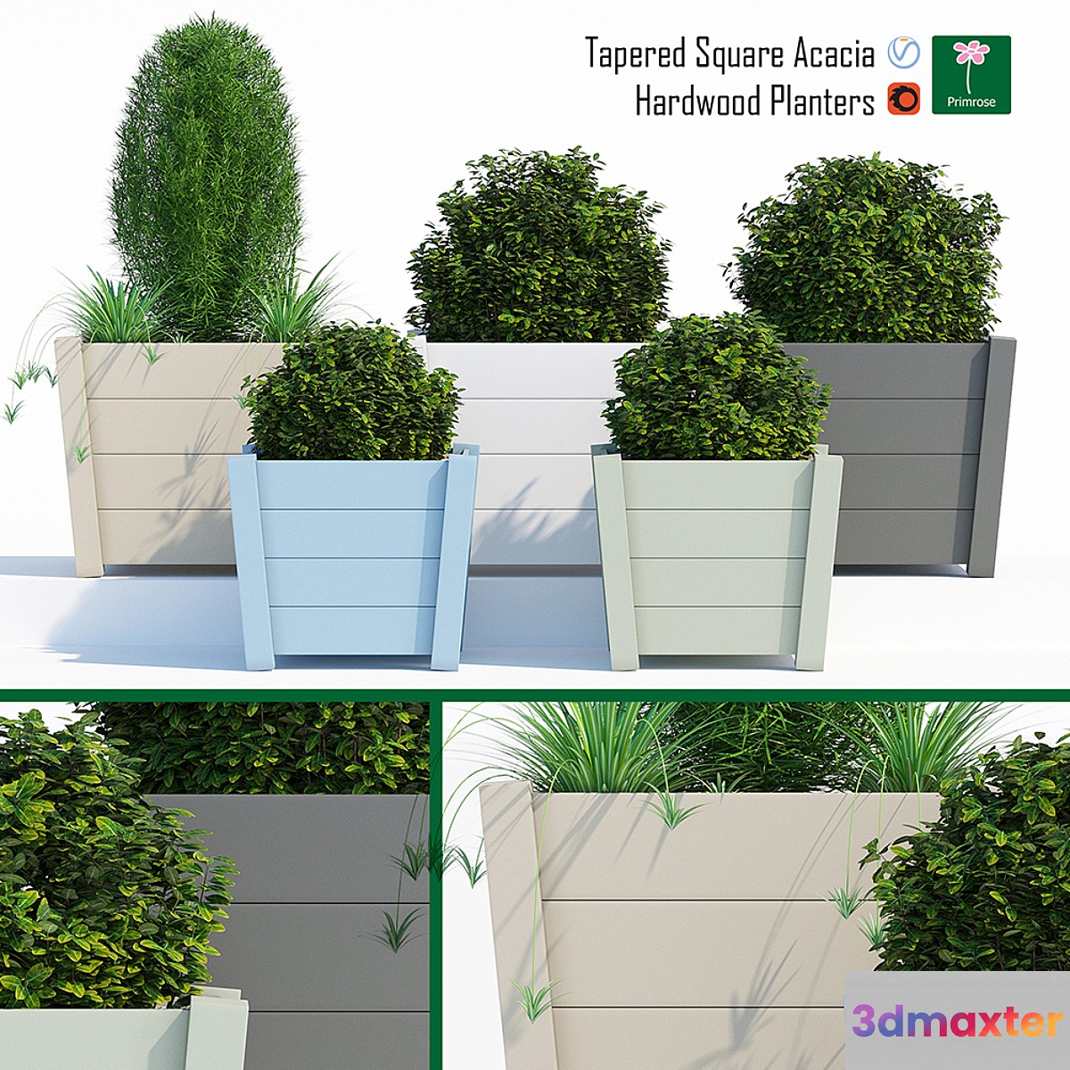 Hardwood planters 2 3D Max