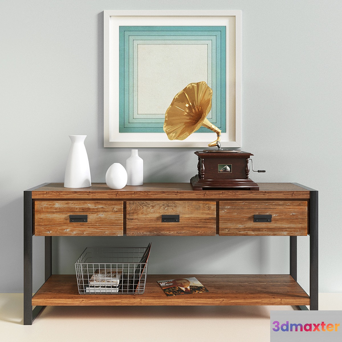 Bin Pull Console - West elm 3D Max