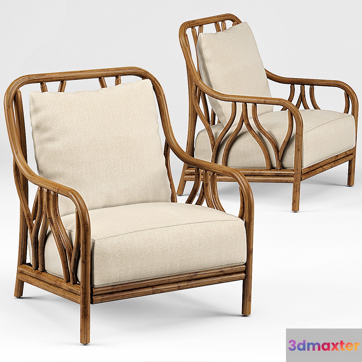 Carmela Rattan Pole Wishbone Chair 3D Max
