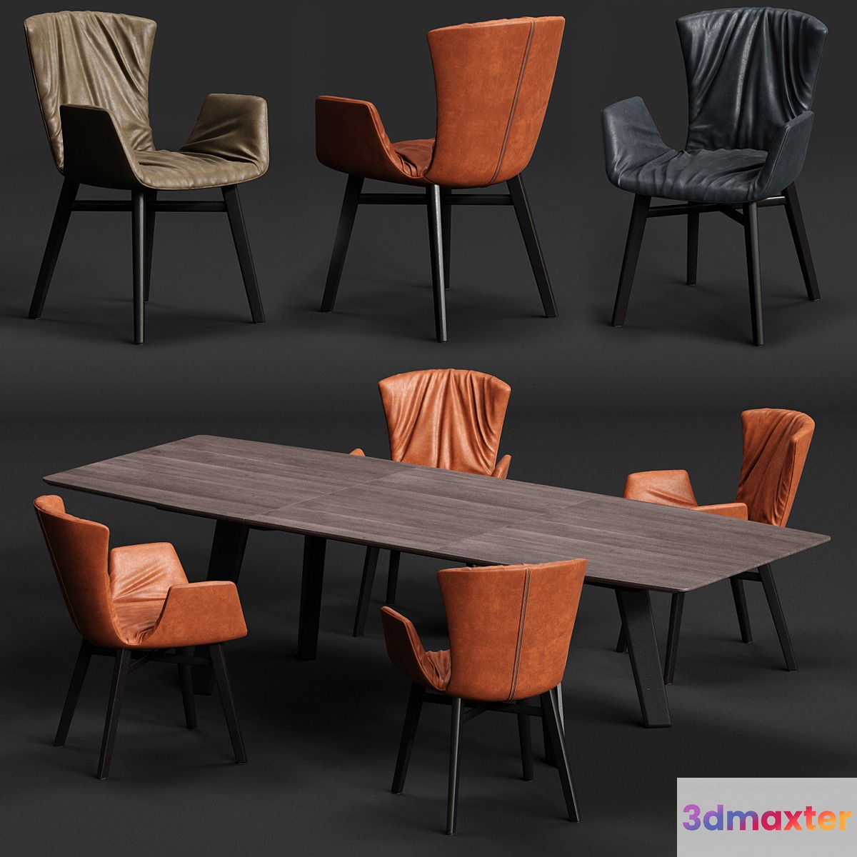 DRAENERT DEXTER Armchair and FONTANA Table 3D Max