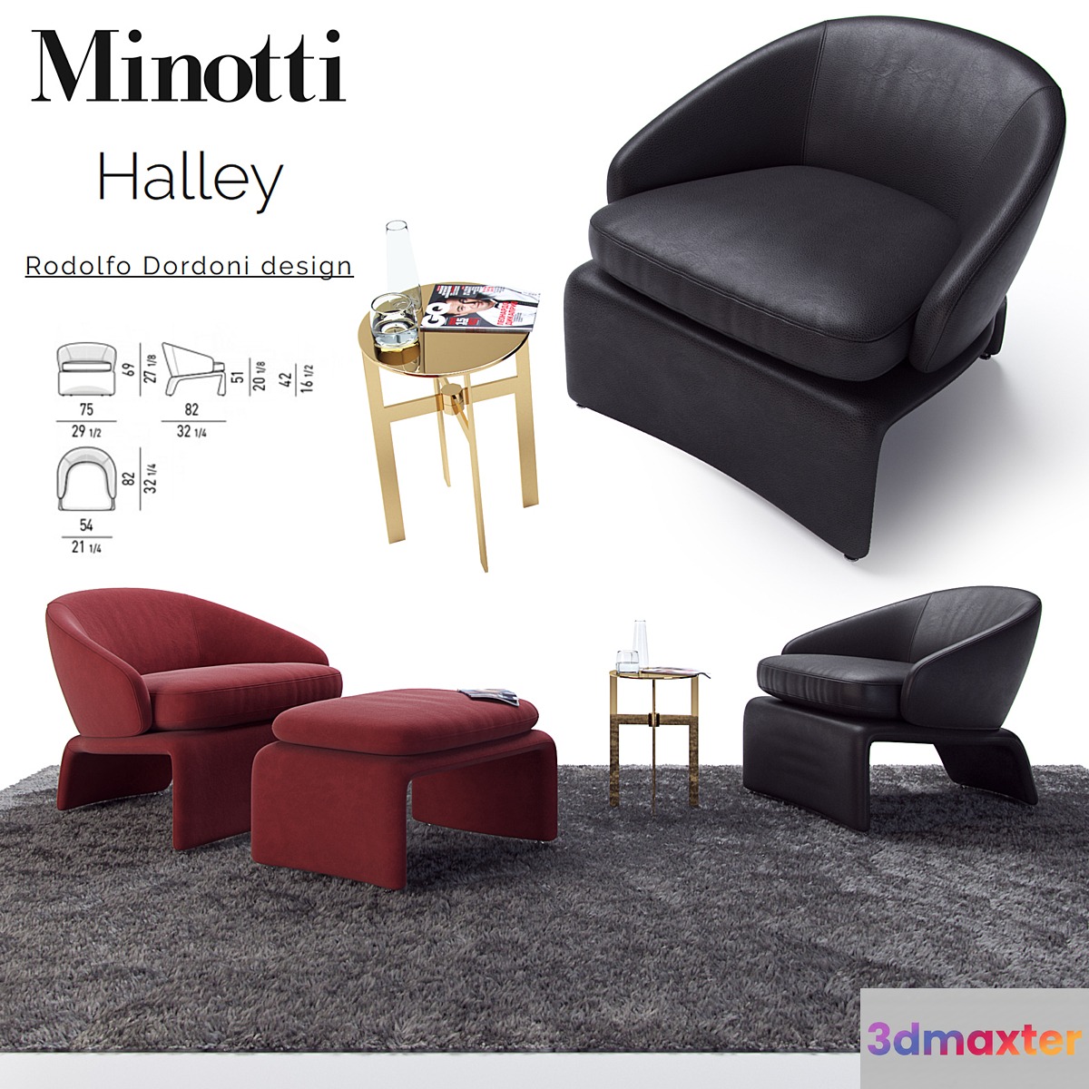 Halley Armchair _ Minotti Halley 3D Max