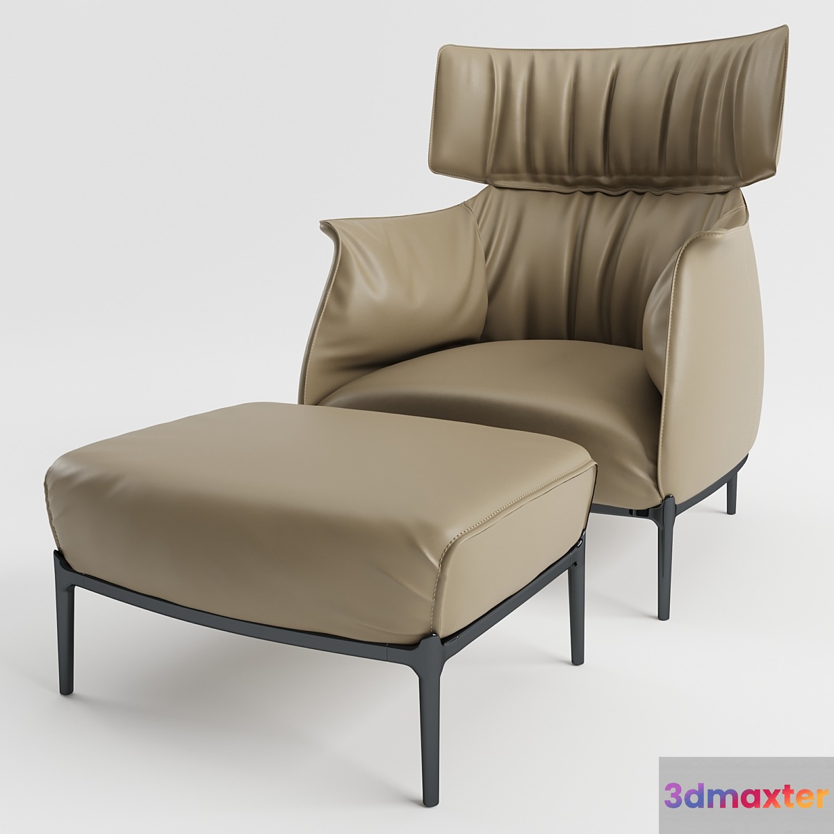 Poltrona Frau Archibald King & Pouf 3D Max