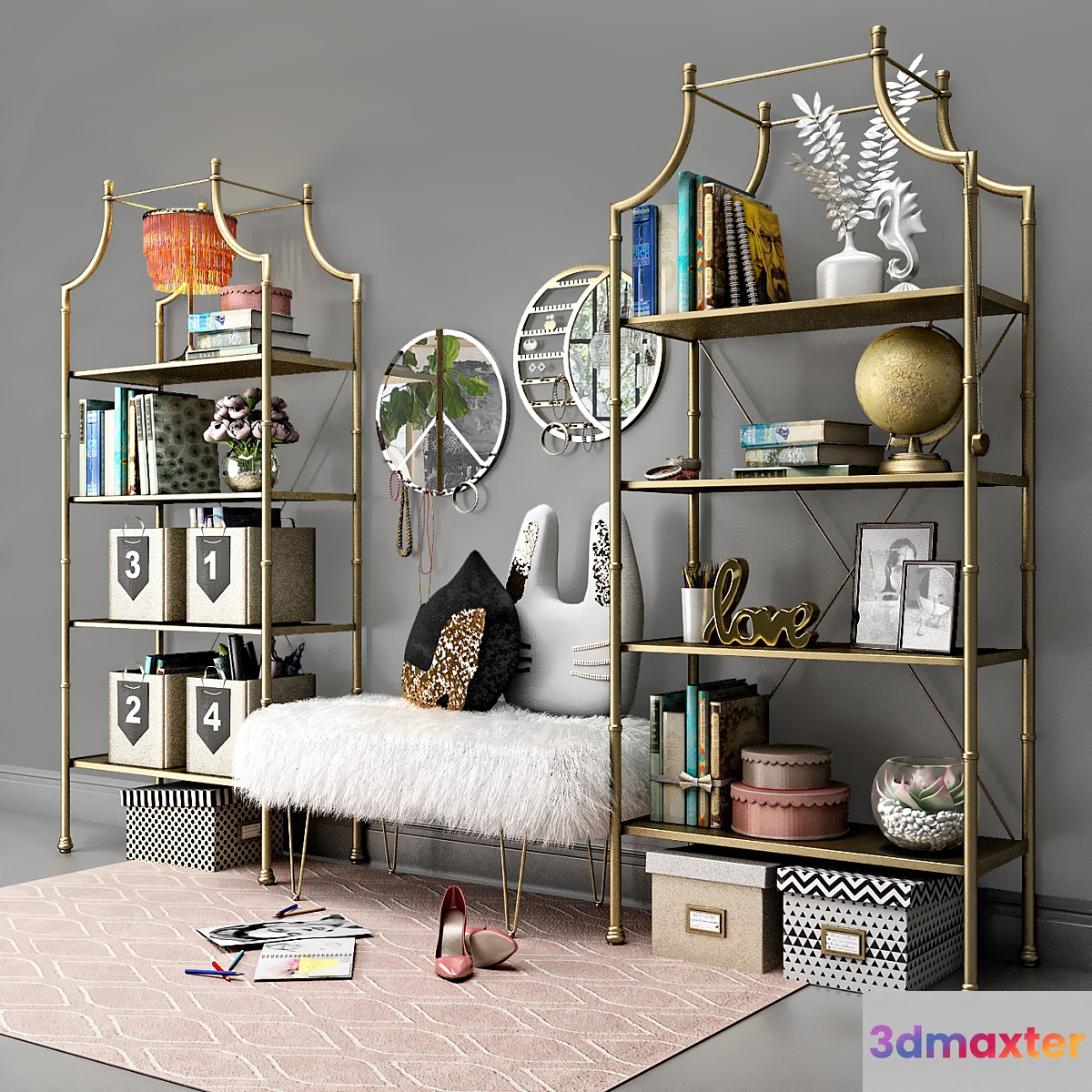 Book shelves PBteen Maison with decor.