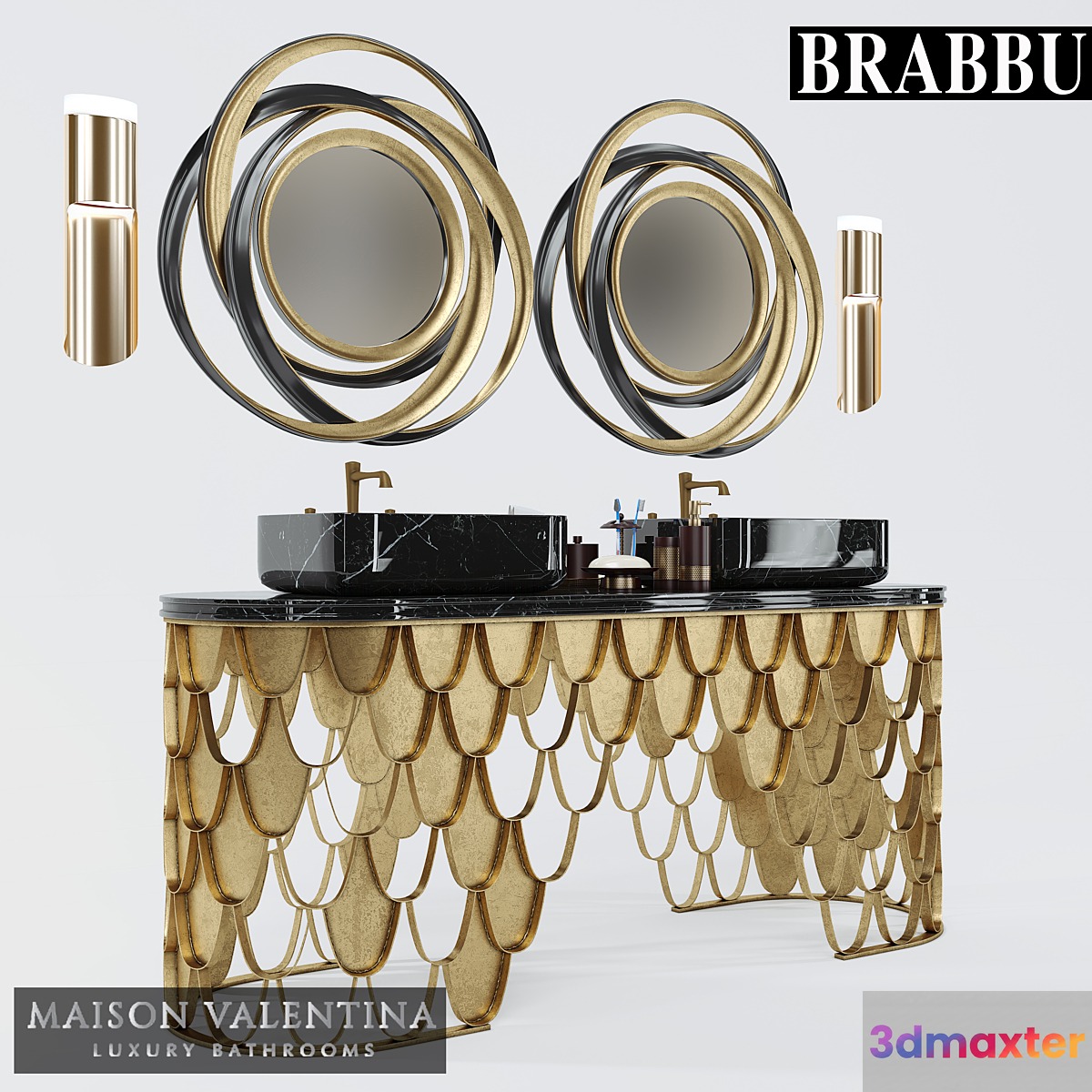 Koi Double Washbasin 3D Max