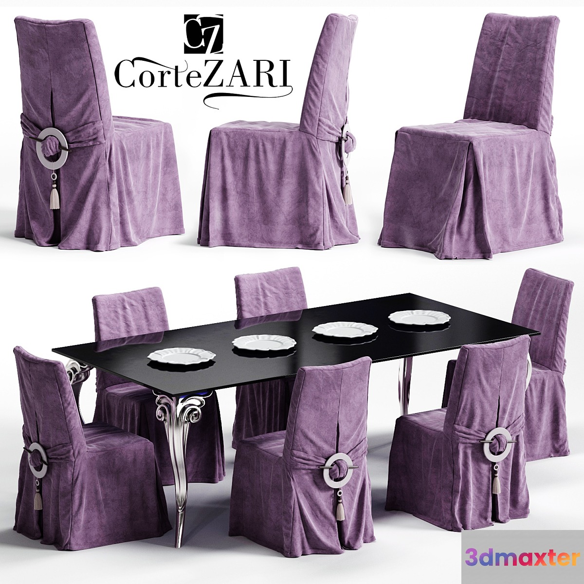 Corte ZARI Chair & ANTARES Table 3D Max