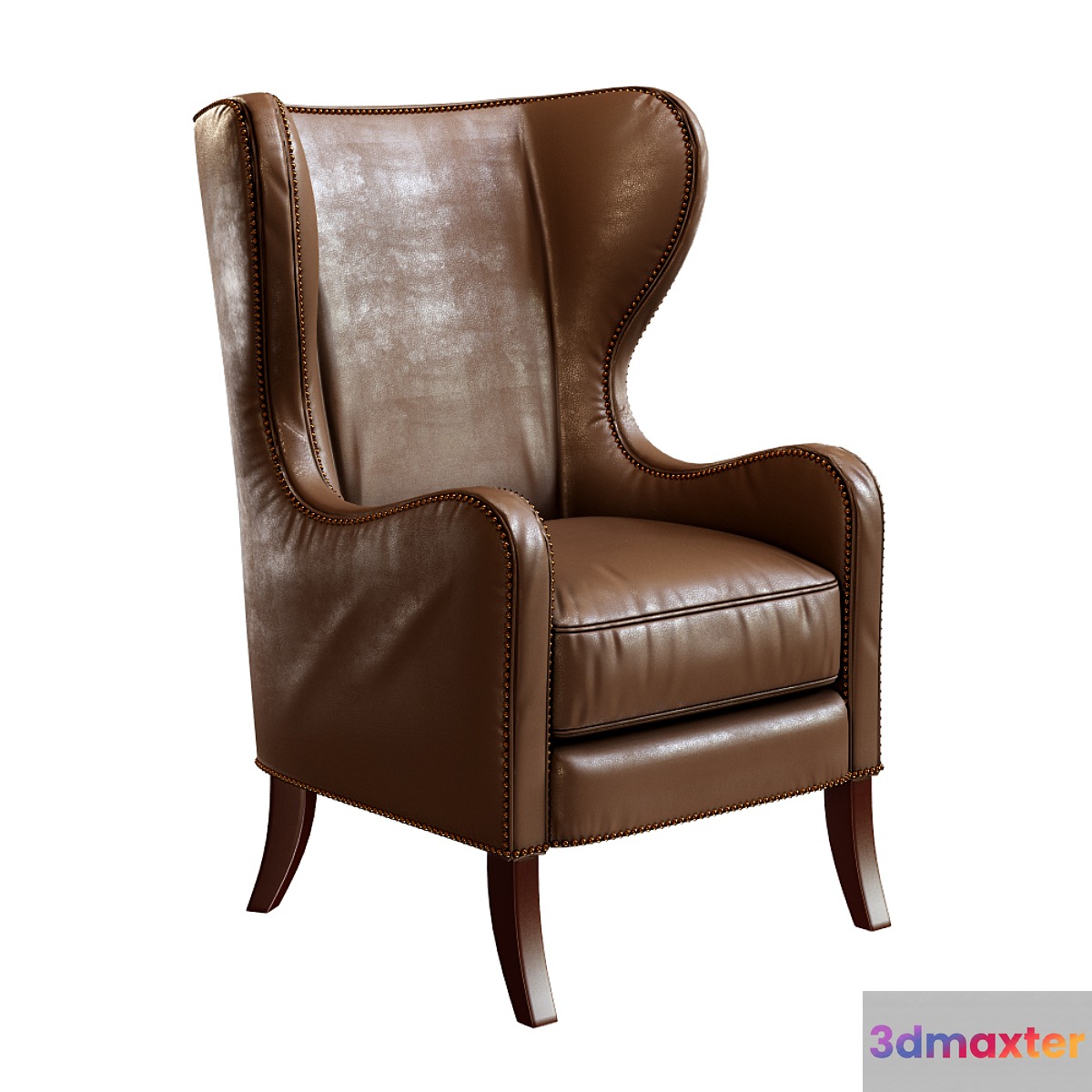 Dempsey Wingback Chair Bourbon Leather