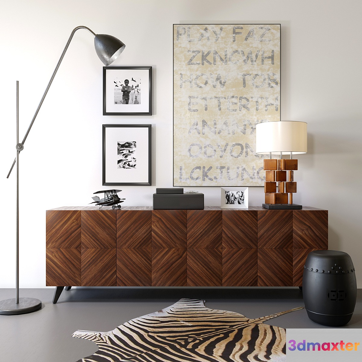 Modern chest of drawers with lamp and decor - No.2