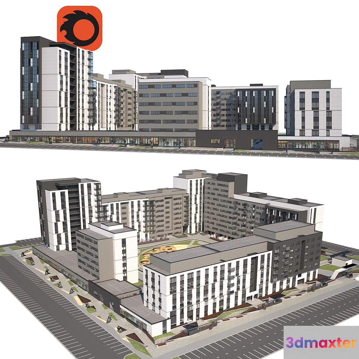 Quarterly building - multi-apartment house 3 3D Max
