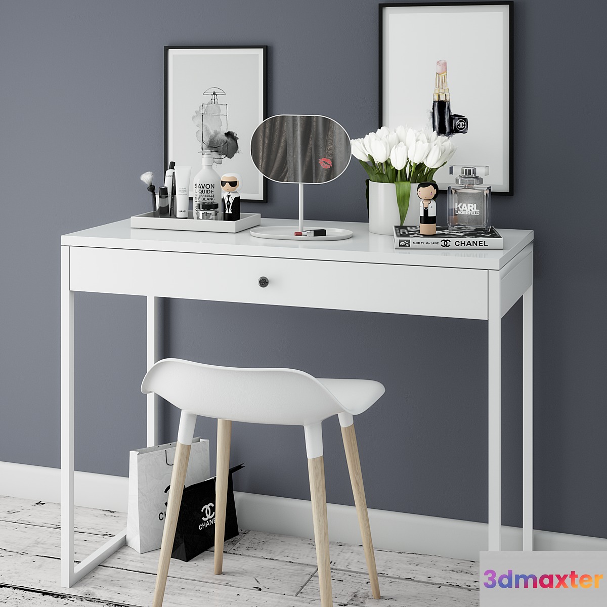 Dressing table with decoration