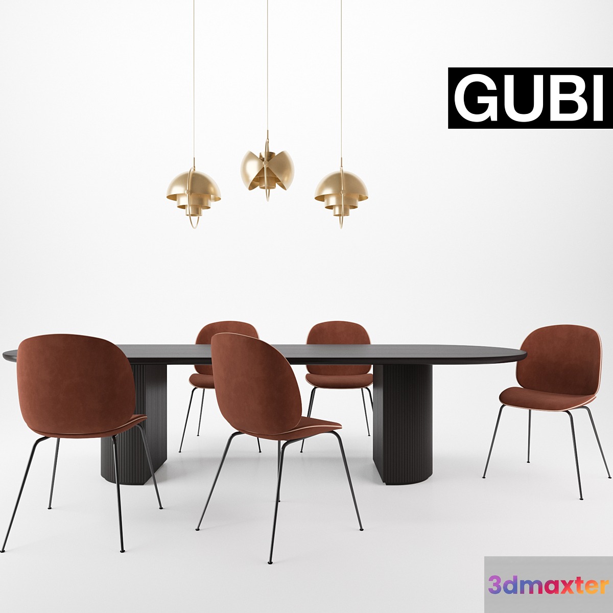 Gubi Beetle chair Moon table Multi-Lite Pendant 3D Max