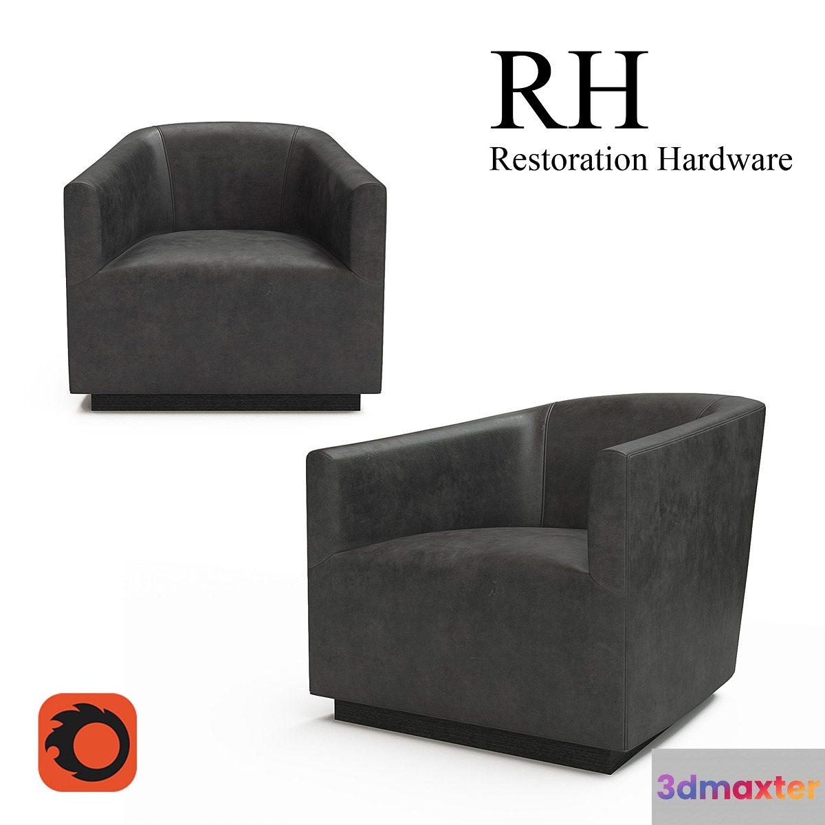 1950S ITALIAN SHELTER ARM LEATHER CHAIR 3D Max