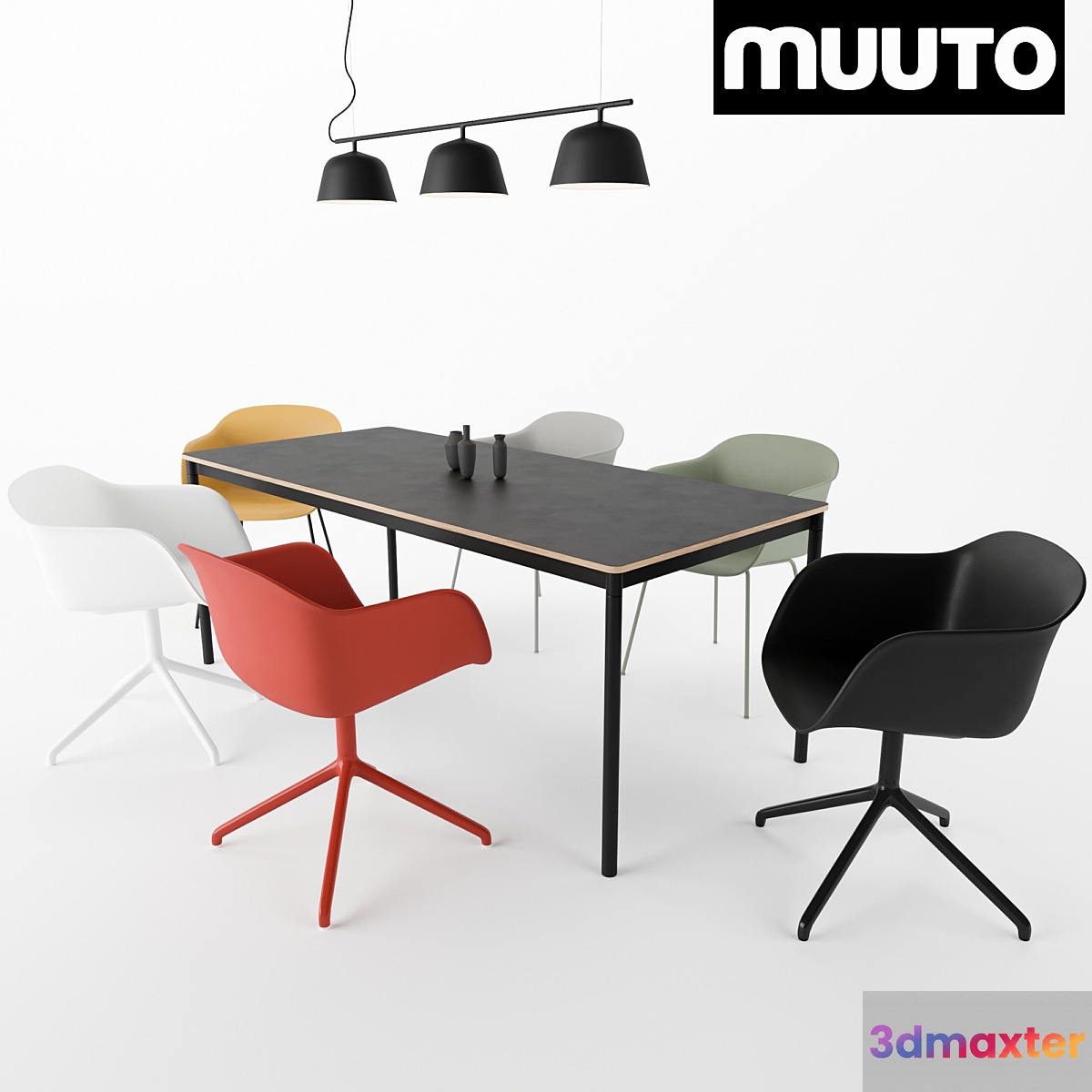 MUUTO Fiber Armchair Ambit Rail Lamp Base Table 3D Max