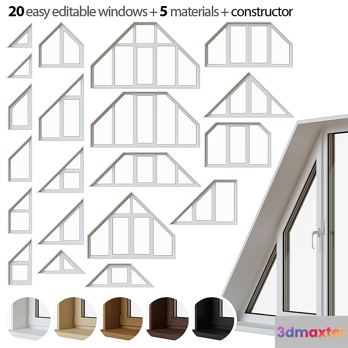 Set of trapezoidal windows