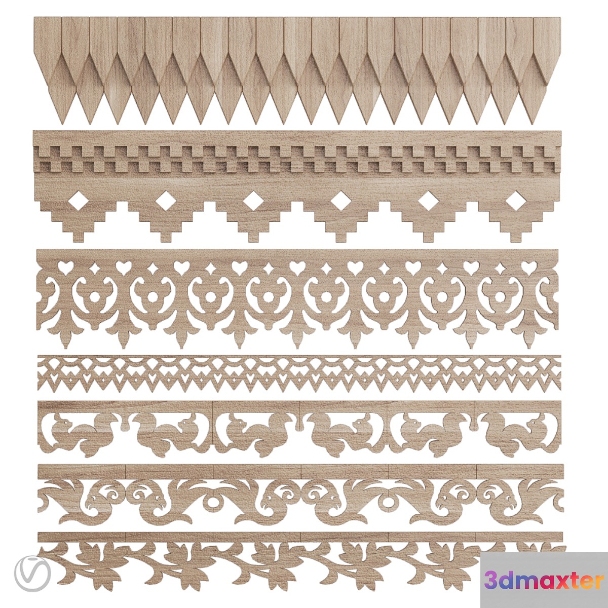 A set of carved platbands (friezes.1) 3D Max