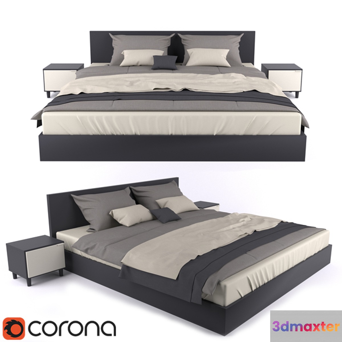 Double bed with curbstones in Art Nouveau style
