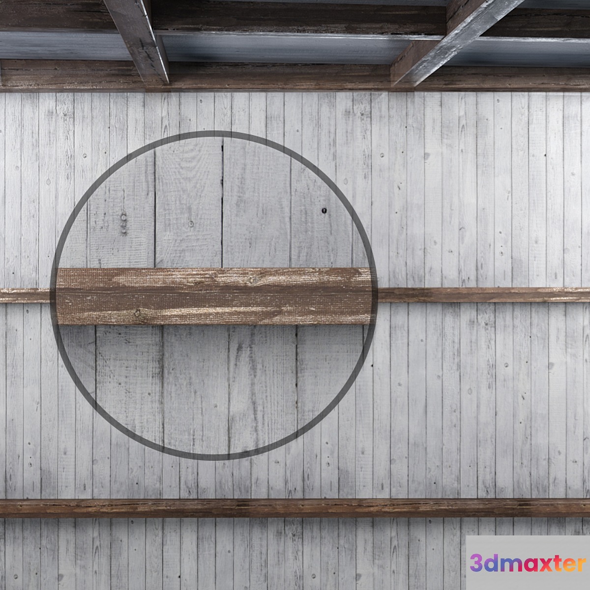 Wooden ceiling with beams 3D Max