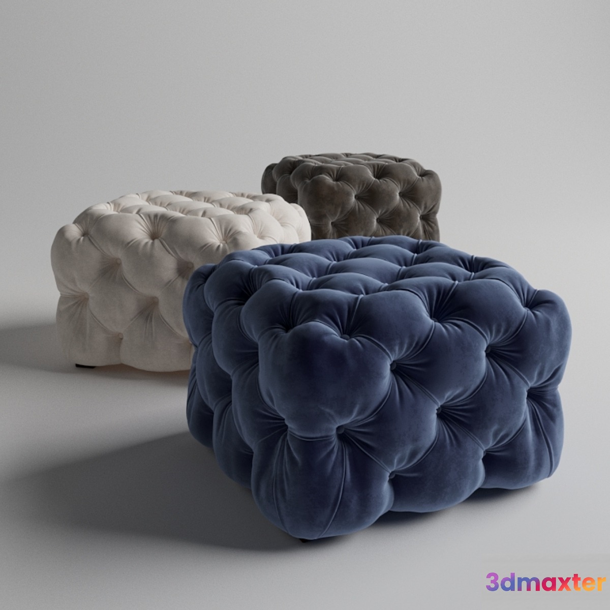 Grace Tufted Cube Ottoman 3D Max