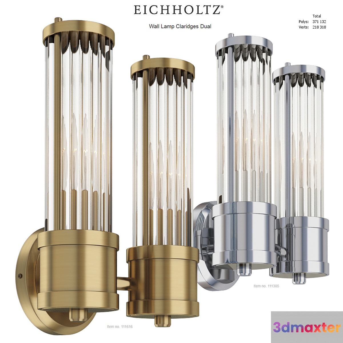 EICHHOLTZ Wall Lamp Claridges Dual 111616 111385 3D Max