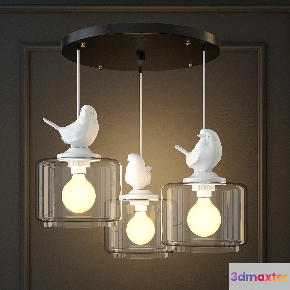 Suspension light provence bird pendant circle 3 3D Max
