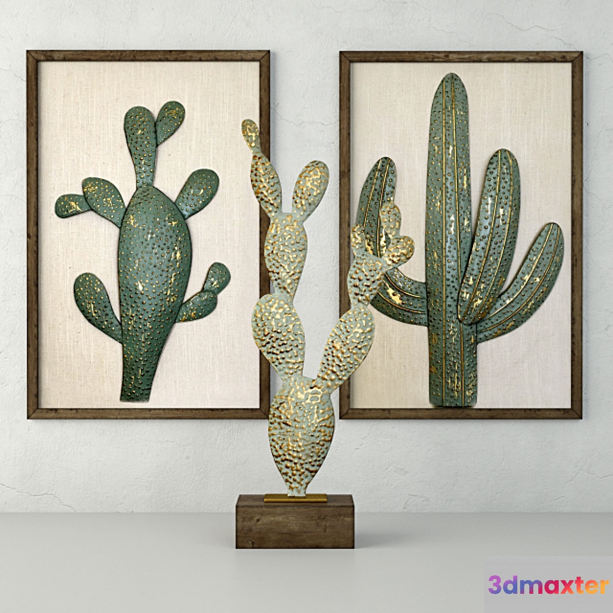 Metal Cactus Sculptures 3D Max