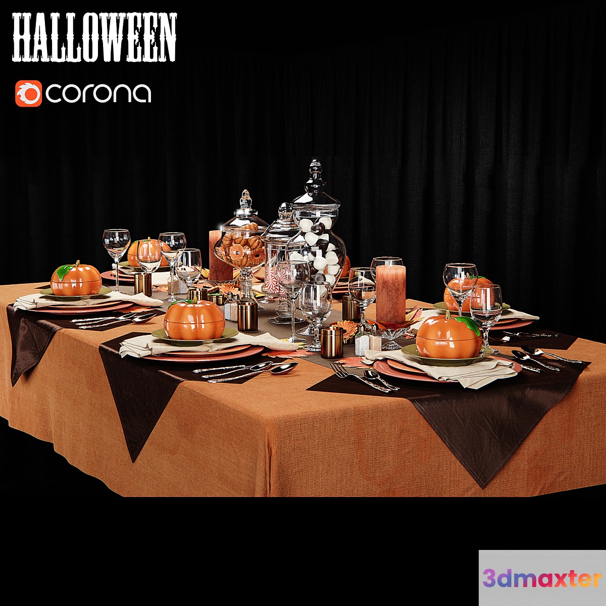 At the contest table setting in the style of Halloween 3D Max