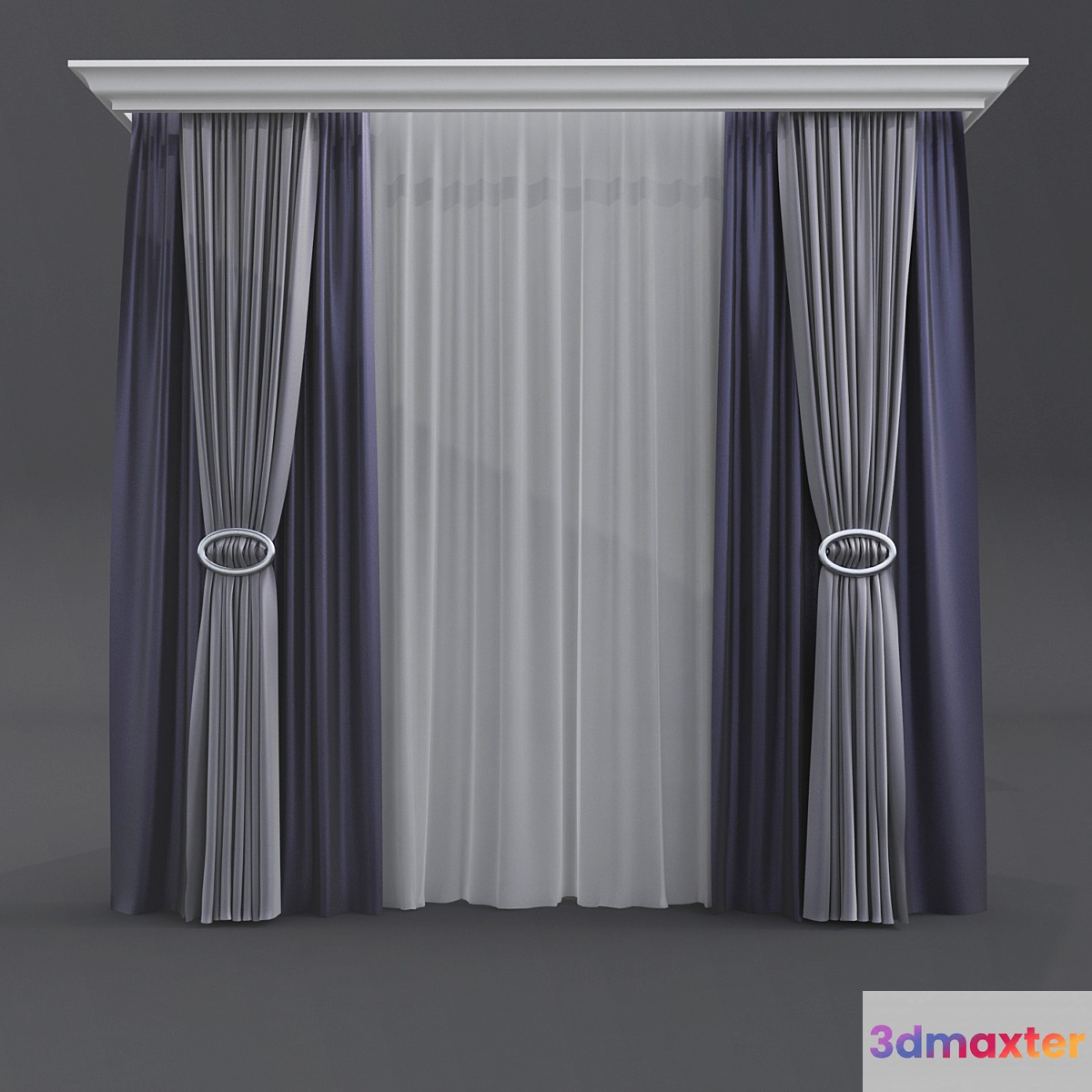 Curtains with stitches dark 3D Max