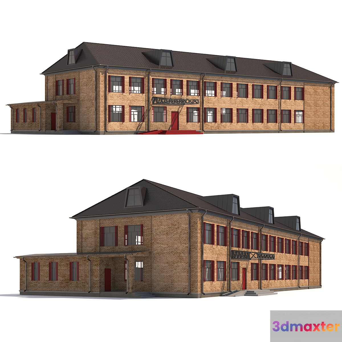Brick Municipal Building 3D Max
