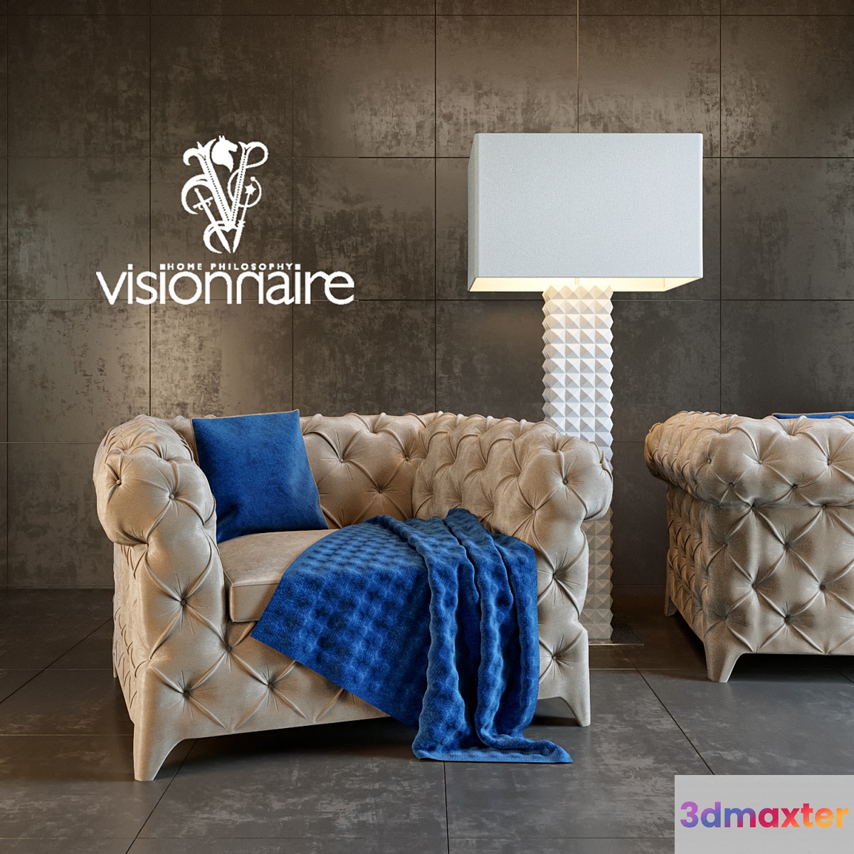 Armchair Prince Albert & floor lamp Teli 3D Max