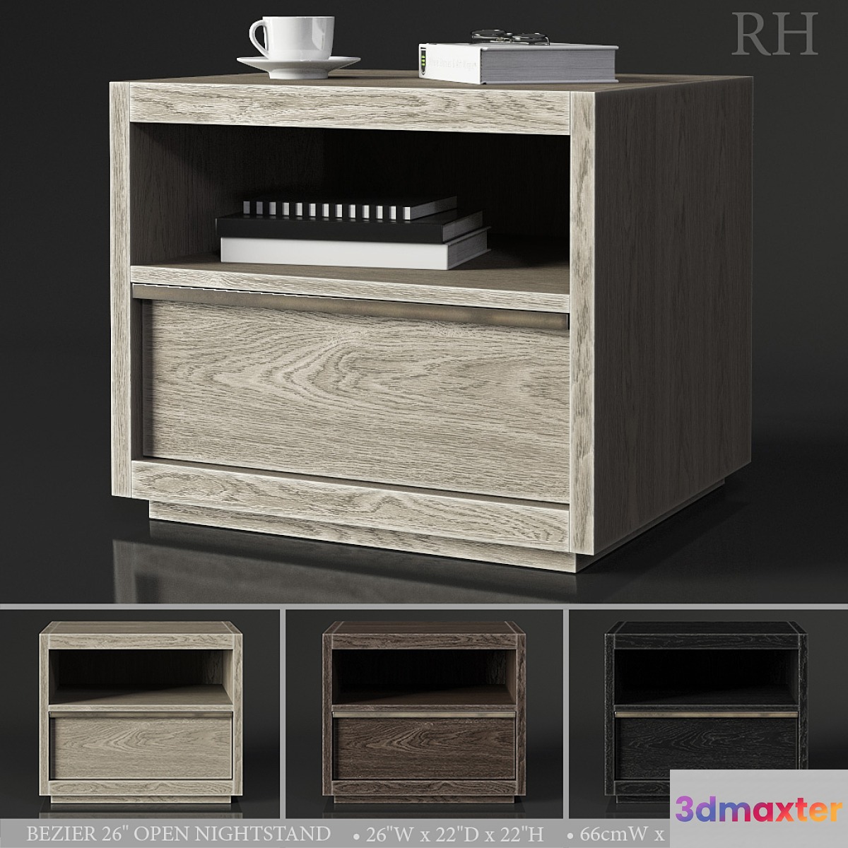 BEZIER 26in OPEN NIGHTSTAND 3D Max