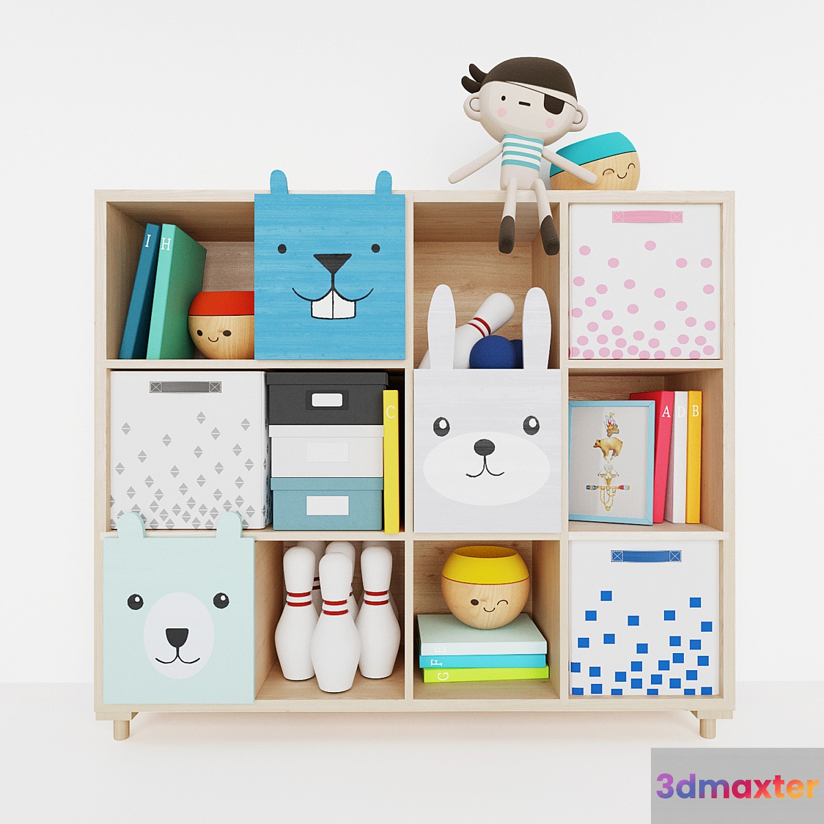 Chest of bloomingville and a set of toys the land of nod 3D Max