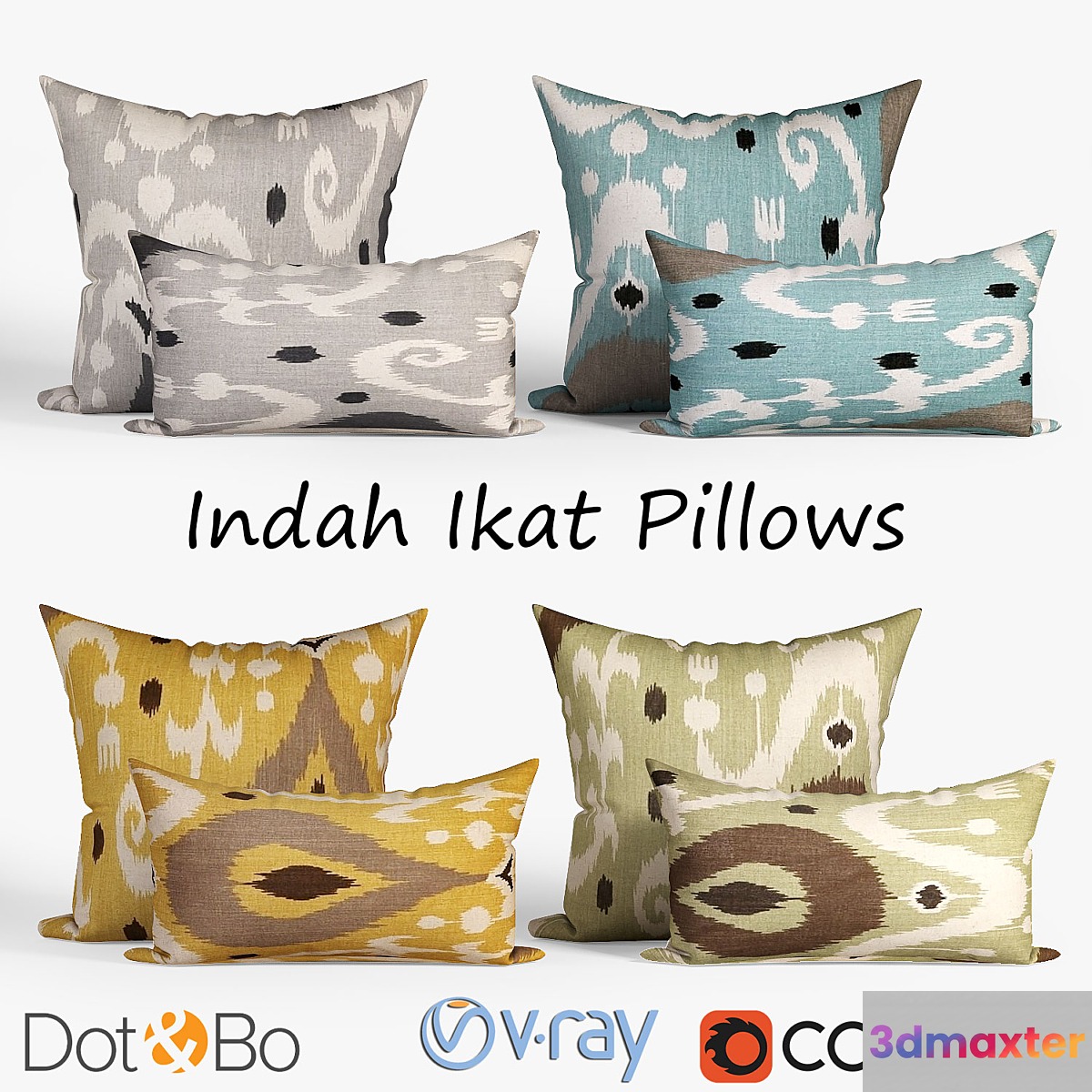 Decorative pillows Dot and bo_Indah Ikat. set 044 3D Max
